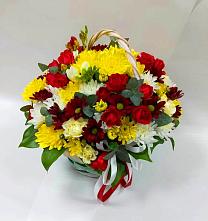Цветочная композиция из Хризантемы и Розы в корзине #REPLACE_PRED# Нижнем Одесе